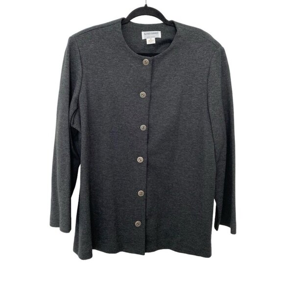 Alfred Dunner Womens Dark Grey Knit Blazer Jacket‎ Button Up Plus Size 18 - Picture 1 of 4